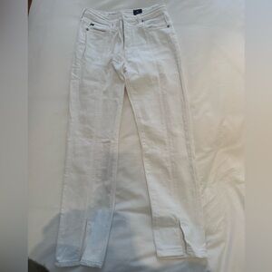 AG The Isabelle White High-Rise Jeans, with Front small slit